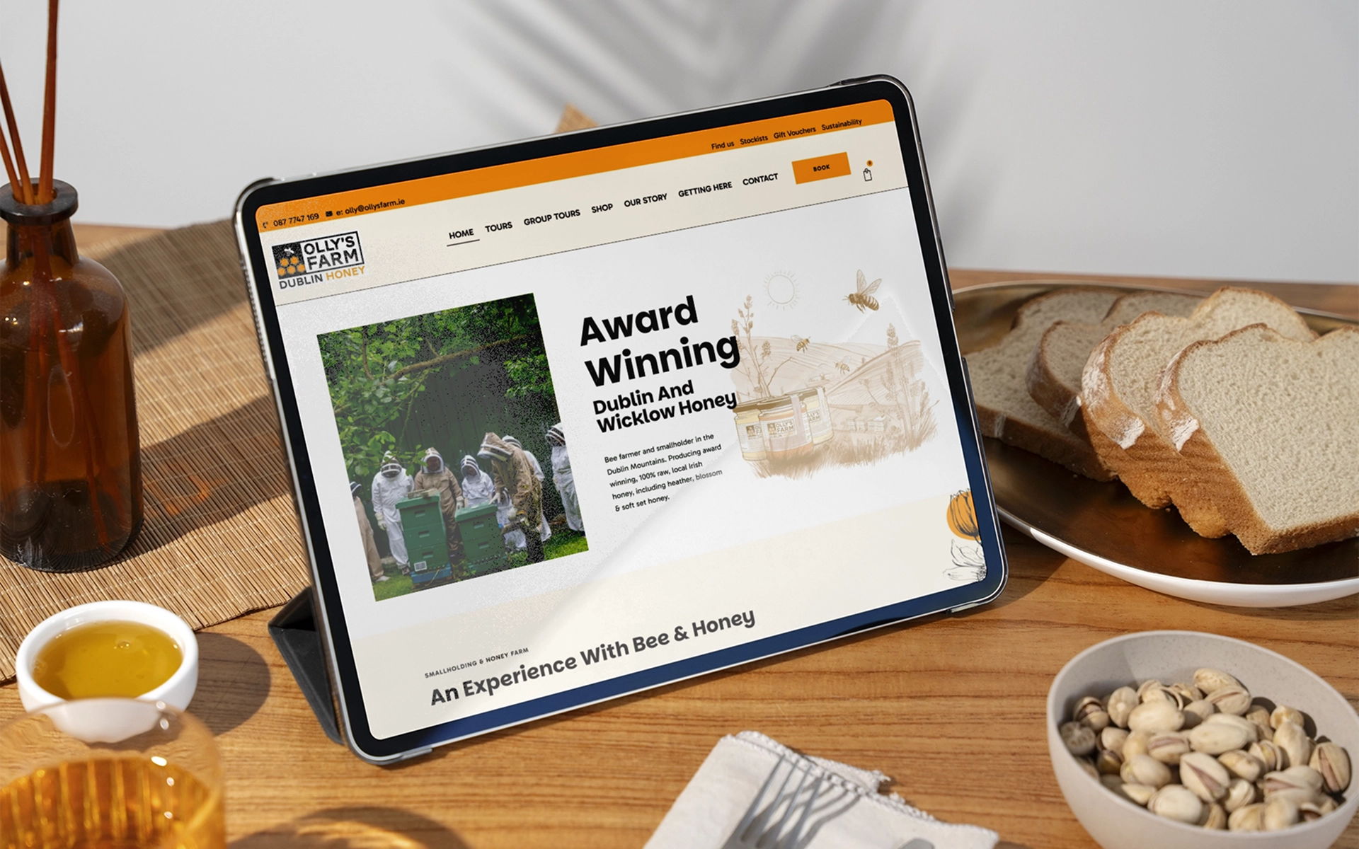 Ollys farm website viewed on ipad